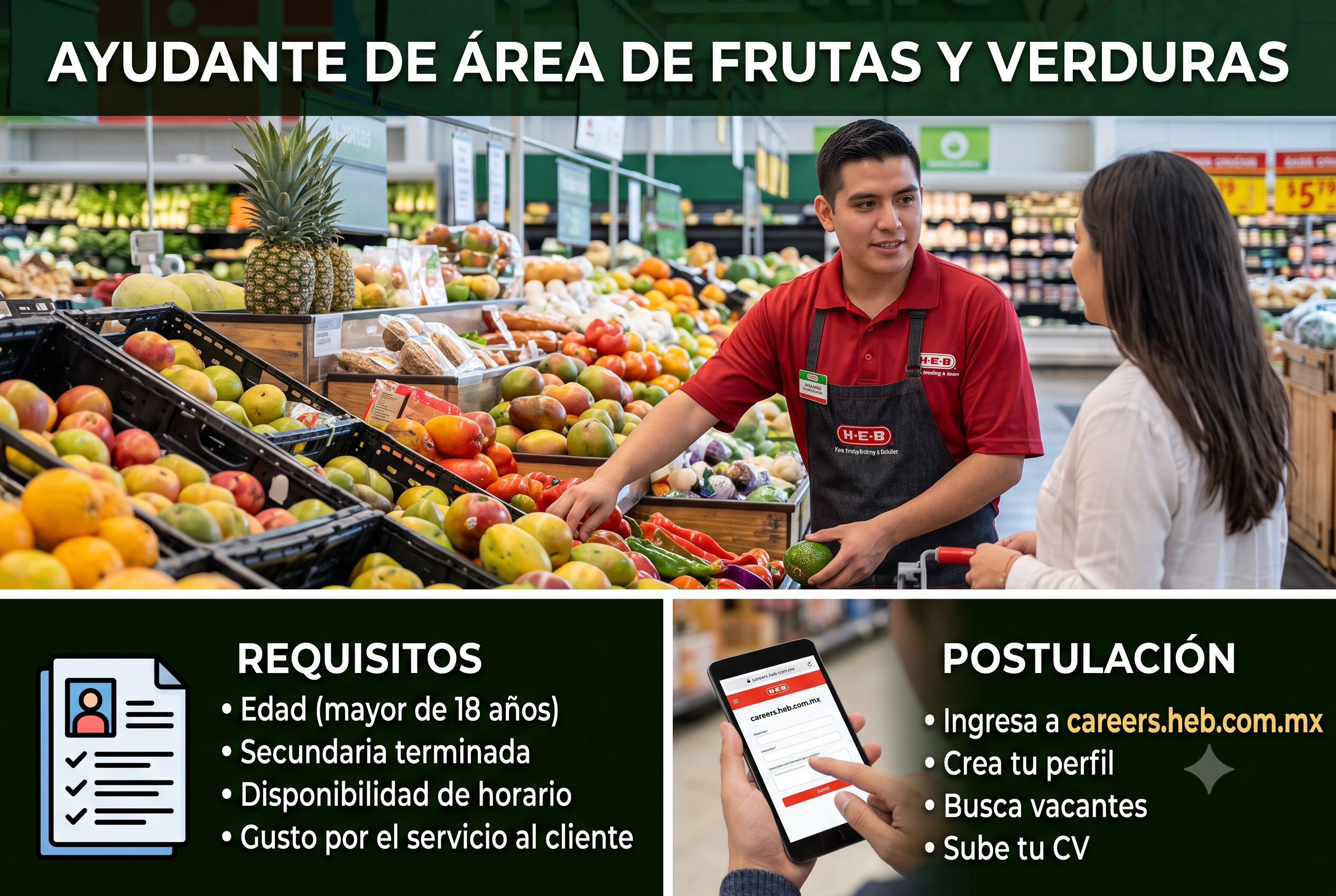 Ayudante de Frutas y Verduras en HEB México