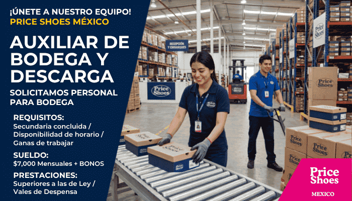 Auxiliar de Bodega y Descarga Price Shoes